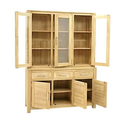 Buffet vaisselier vitré bois moderne ATTAN 150cm