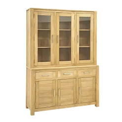 Buffet vaisselier vitré bois moderne ATTAN 150cm