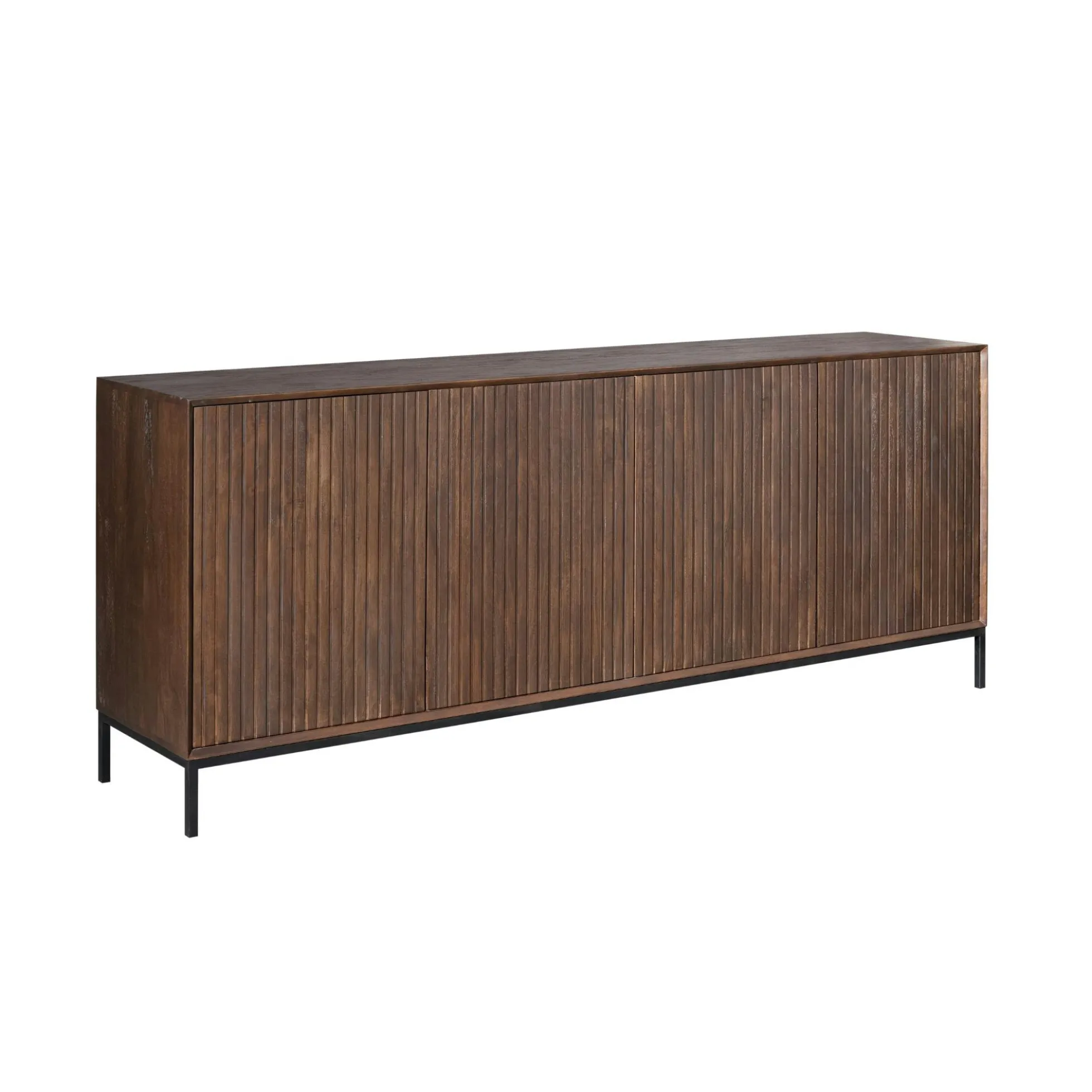 Buffet vintage bois brun 4 portes rainurées CORTINA