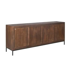 Buffet vintage bois brun 4 portes rainurées CORTINA