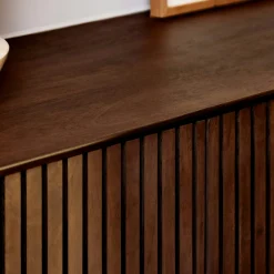 Buffet vintage bois brun 4 portes rainurées CORTINA