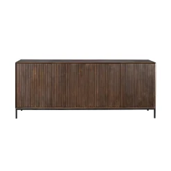 Buffet vintage bois brun 4 portes rainurées CORTINA
