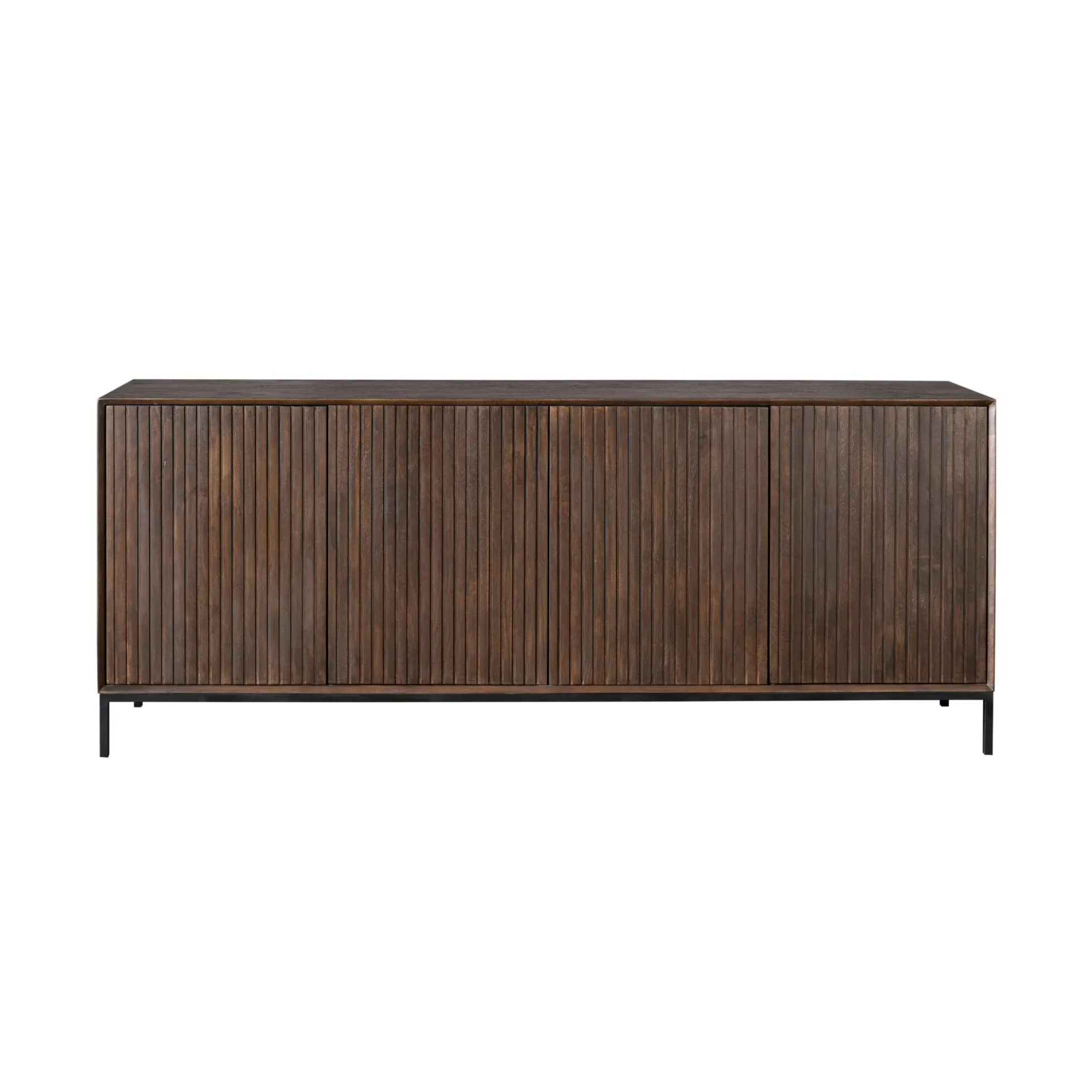 Buffet vintage bois brun 4 portes rainurées CORTINA