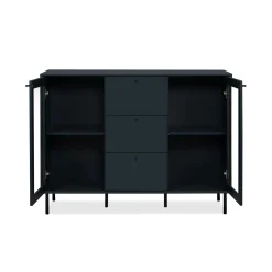 Buffet vitrine bleu sombre 2 portes 3 tiroirs RAVEN