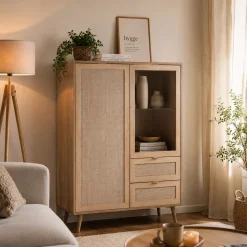 Buffet vitrine bohème 2 portes 2 tiroirs SONA
