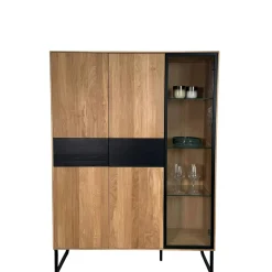 Buffet vitrine bois de chêne blanc HAVEN