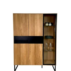 Buffet vitrine bois de chêne huilé HAVEN