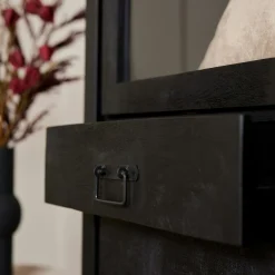 Buffet vitrine bois noir 115 cm MILORA