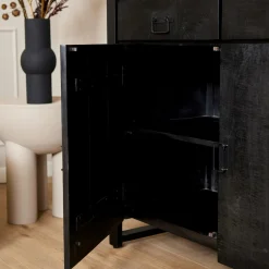 Buffet vitrine bois noir 115 cm MILORA