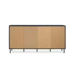 Buffet vitrine moderne bleu sombre 4 portes RAVEN