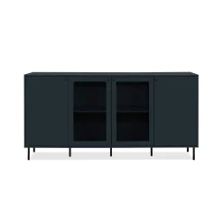 Buffet vitrine moderne bleu sombre 4 portes RAVEN