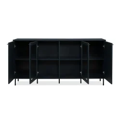 Buffet vitrine moderne bleu sombre 4 portes RAVEN