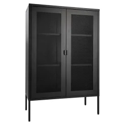 Buffet vitrine métal noir portes grillagées ODENSE