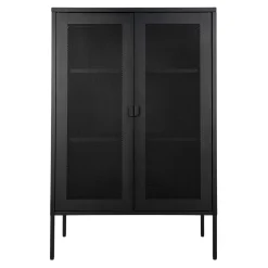Buffet vitrine métal noir portes grillagées ODENSE