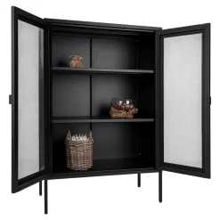 Buffet vitrine métal noir portes grillagées ODENSE