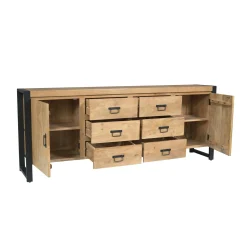 Buffet XXL bois clair 2 portes style campagne chic MILORA