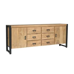 Buffet XXL bois clair 2 portes style campagne chic MILORA