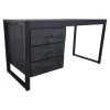Bureau bois noir 3 tiroirs MILORA