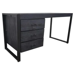 Bureau bois noir 3 tiroirs MILORA