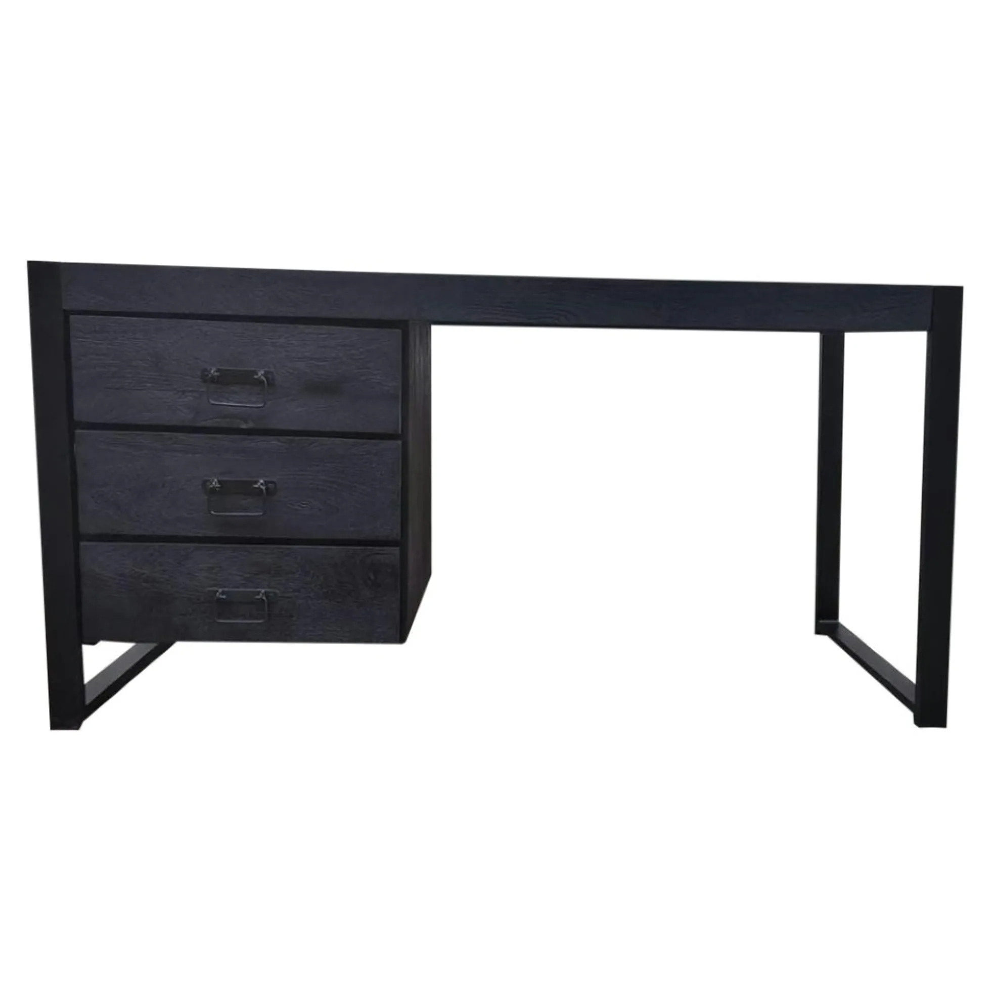 Bureau bois noir 3 tiroirs MILORA
