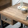Bureau bois recyclé métal 2 tiroirs BRISBANE