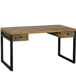 Bureau bois recyclé métal 2 tiroirs BRISBANE