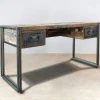 Bureau bois recyclé 2 tiroirs 120x60 CARAVELLE