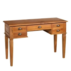 Bureau colonial 5 tiroirs Teck Miel 120cm BISHO