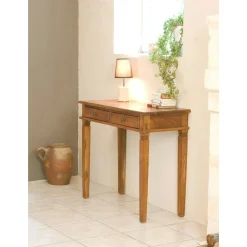 Bureau console colonial Teck Miel 90cm BISHO