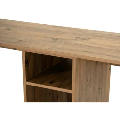 Bureau double avec rangement central - plateau effet pin MARFA