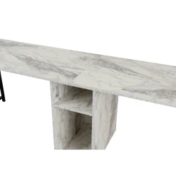 Bureau double avec rangement central - plateau effet marbre MARFA