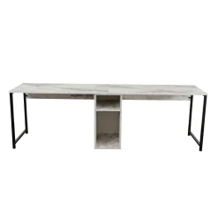 Bureau double avec rangement central - plateau effet marbre MARFA