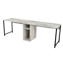 Bureau double avec rangement central - plateau effet marbre MARFA