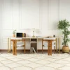 Bureau double avec rangement central - plateau effet travertin MARFA