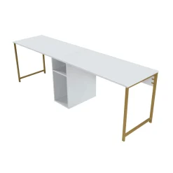 Bureau double blanc avec rangement central intégré MARFA