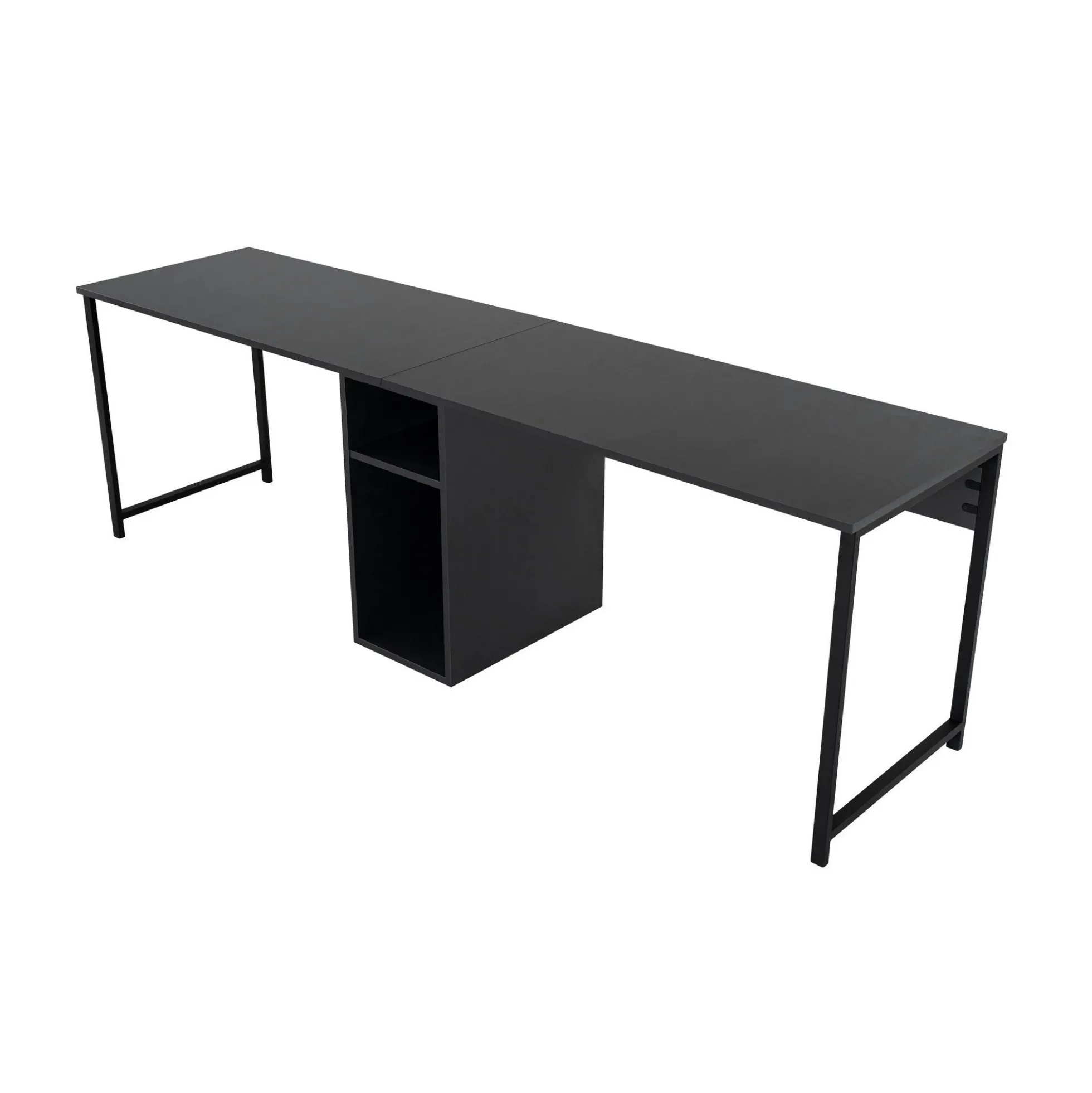 Bureau double noir - rangement central intégré MARFA