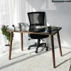 Bureau en bois foncé et verre noir - style moderne ANZIO