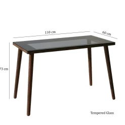 Bureau en bois foncé et verre noir - style moderne ANZIO