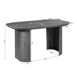 Bureau en bois foncé à pieds courbes 150 cm ALMA