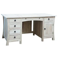 Bureau exotique hévéa massif 5 tiroirs 150cm MAORI