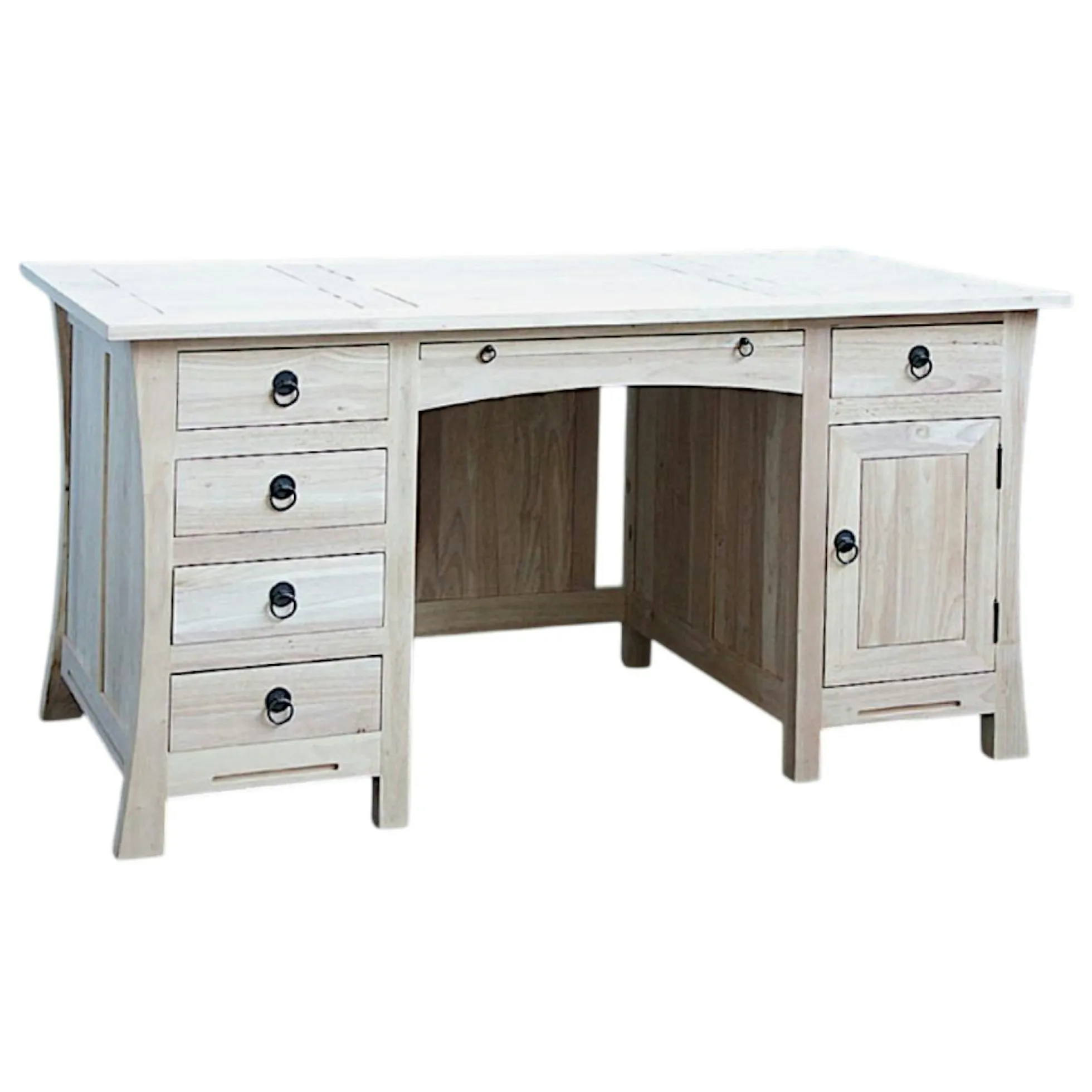 Bureau exotique hévéa massif 5 tiroirs 150cm MAORI