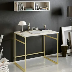 Bureau moderne chic décor marbre avec étagère assortie MARFA
