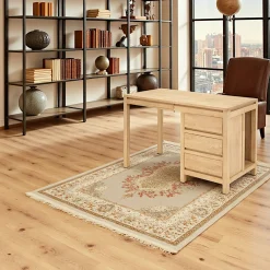 Bureau moderne 3 tiroirs hévéa 120x60x76cm OLGA