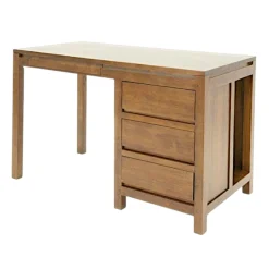 Bureau moderne 3 tiroirs hévéa 120x60x76cm OLGA