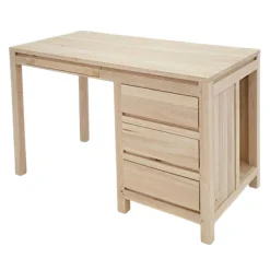 Bureau moderne 3 tiroirs hévéa 120x60x76cm OLGA