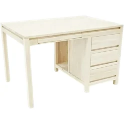 Bureau multimédia Hévéa 3 tiroirs, 1 tablette coulissante, 1 niche 120x80x75cm OLGA
