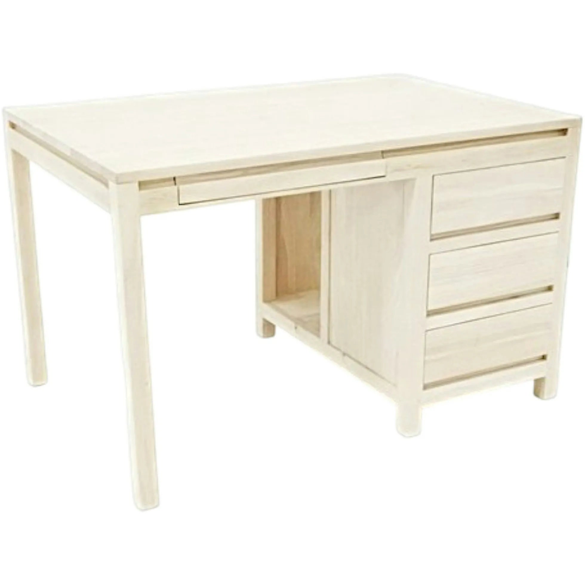 Bureau multimédia Hévéa 3 tiroirs, 1 tablette coulissante, 1 niche 120x80x75cm OLGA
