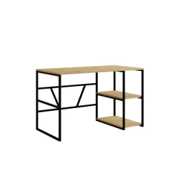 Bureau noir avec rangement - finition effet chêne JENA