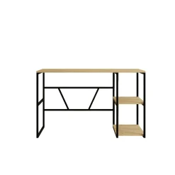Bureau noir avec rangement - finition effet chêne JENA