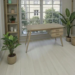 Bureau retro bois 2tiroirs hévéa 130cm SIXTIES